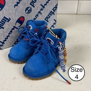 Timberland X Champion Collab  Premium 6” Waterproof Boot Bright Blue Size 4